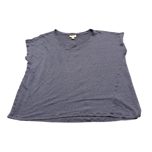 J Jill Love Linen 100% Linen Casual Cap Sleeve Boxy Crew Neck Top L Blue, XLP - Picture 1 of 7